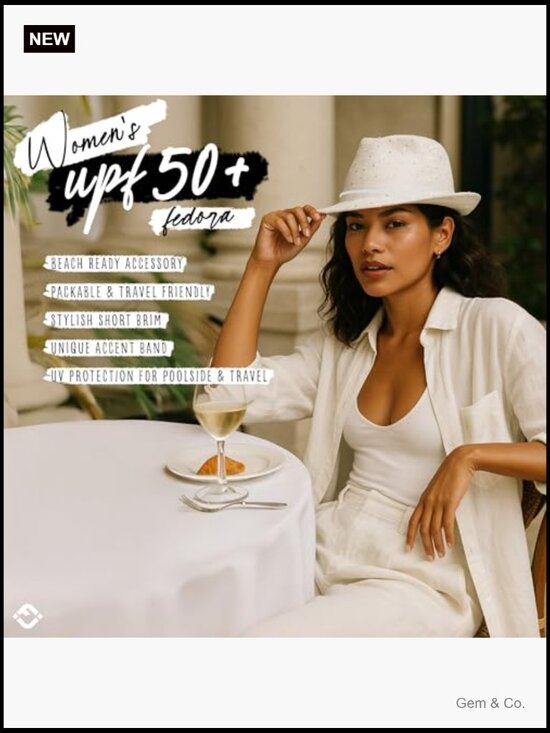 UPF 50+ Straw Fedora Hat for Women - Packable Short Brim Sun Hat with Woven main image 4